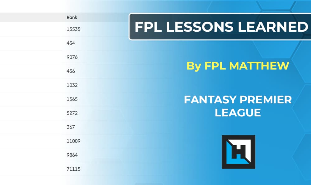 Lessons Learned 2019/20 by FPLMatthew