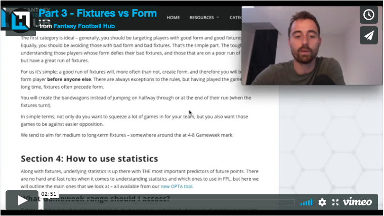 How To Win At FPL Video Series – Part 3 (Fixtures vs. Form)